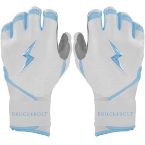 BRUCE BOLT Premium Pro Cabretta Leather White/Light Blue Batting Gloves